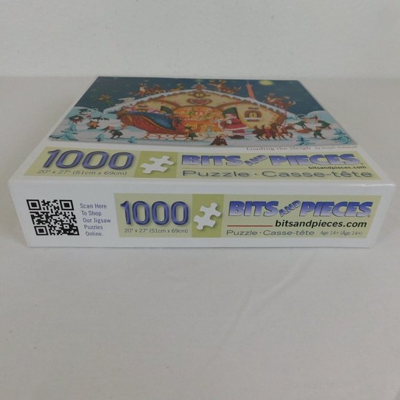 Bits and Pieces Loading the Sleigh 1000 Piece Jigsaw Puzzle Christmas Complete - Picture 6 of 12